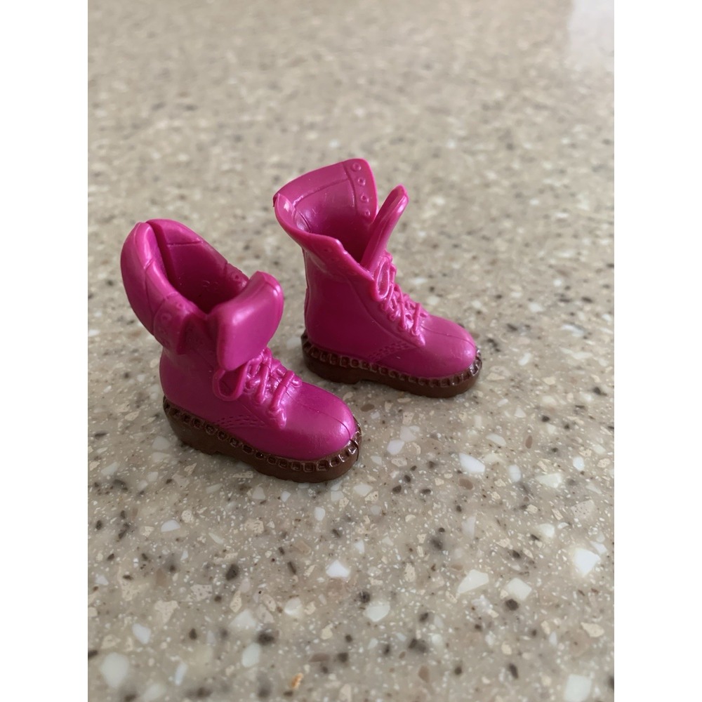 Barbie Doll Dark Pink Magenta & Brown Chunky Desert Hiking Boots